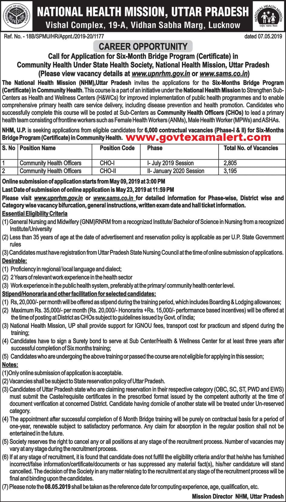 up nhm cho recruitment 2019
