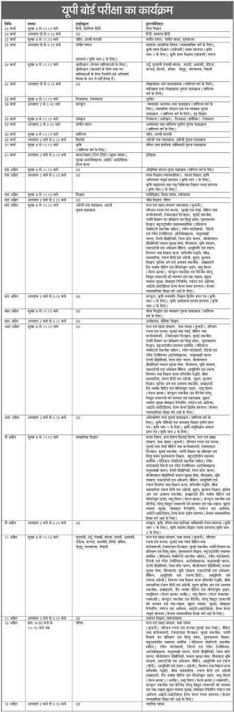 up board time table 2022